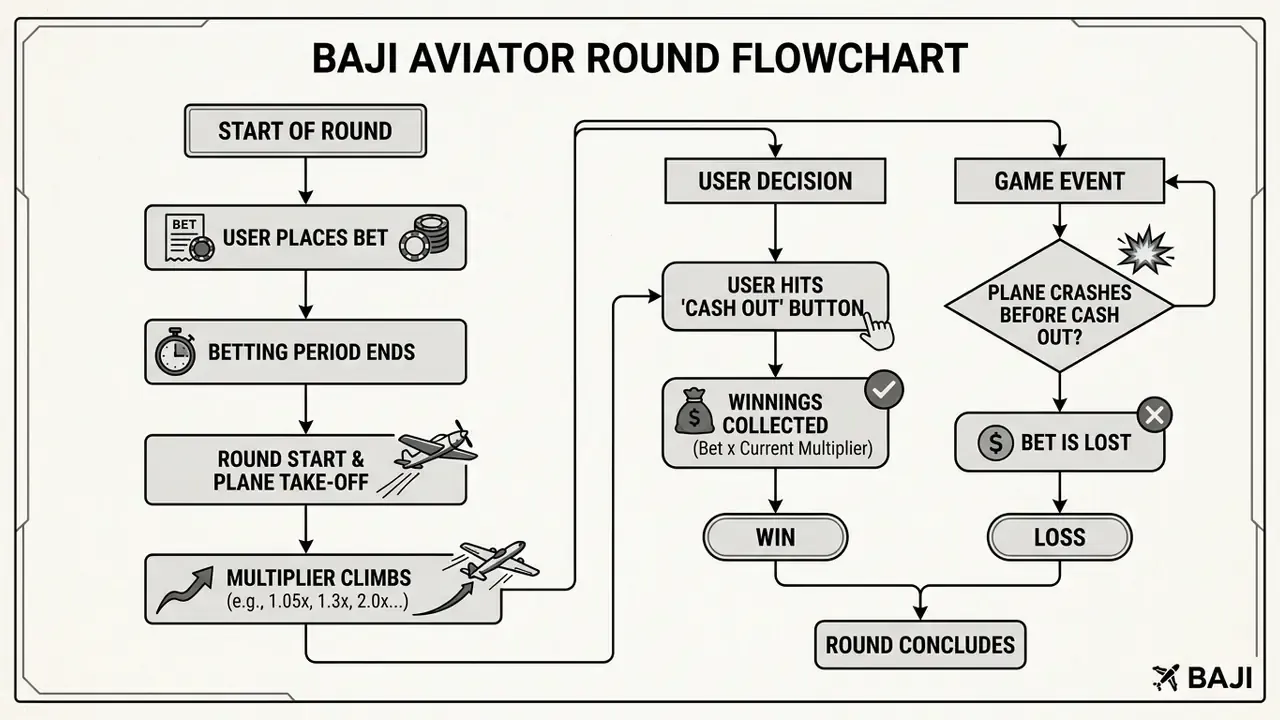 aviator game round flowchart